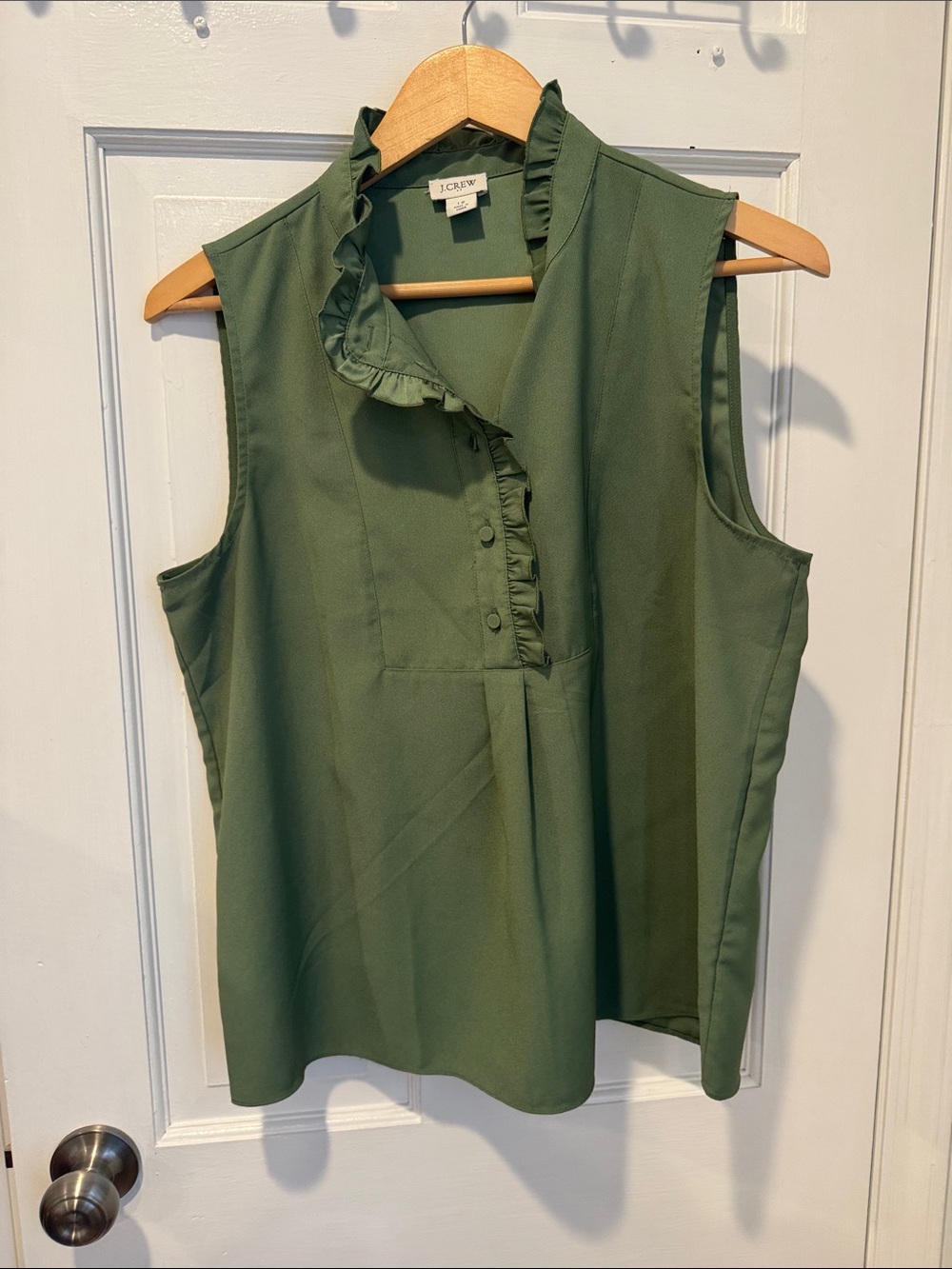 J. Crew Olive Green Ruffle Collar Sleeveless Camisole